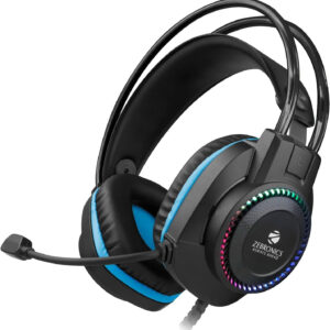 ZEBRONICS Zeb-Jet� Premium Headphone,LED Headband,Suspension Design, 2 mtr 3.5mm+USB Wired Gaming (Black + Blue, On the Ear)