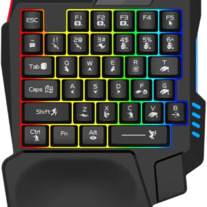 MILLENNIUM TECHNOLOGY One Handed RGB Backlite 35Keys Wired USB Handheld Gaming Keyboard Compatible with Desktop, Laptop, Mac